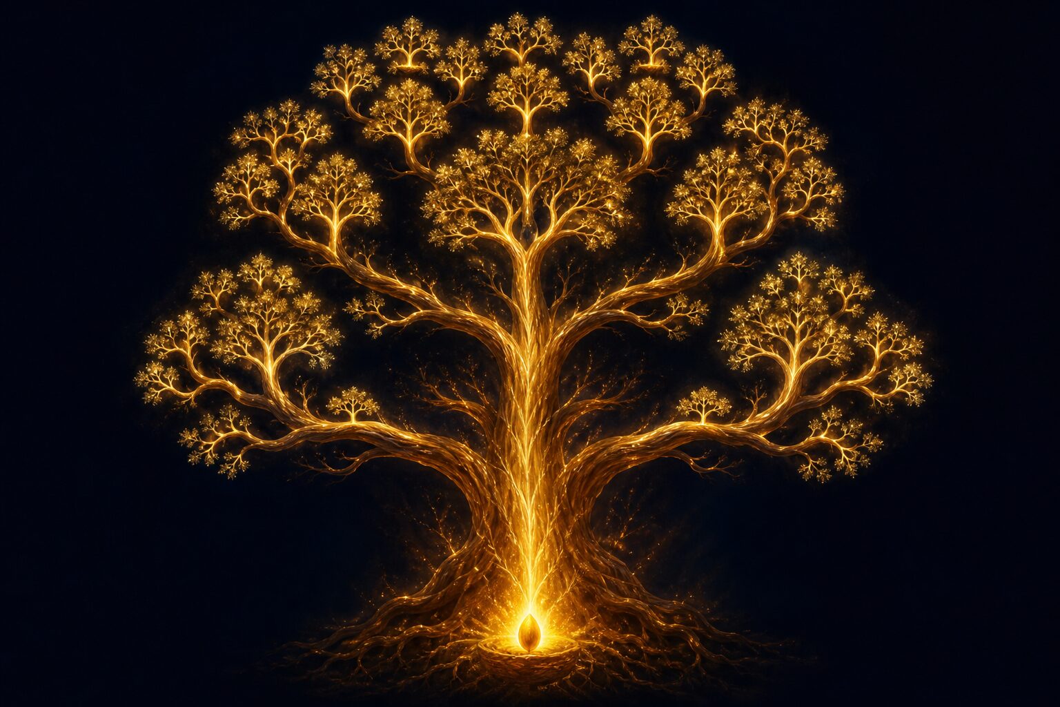 A tree of light growing from one seed into many generations
