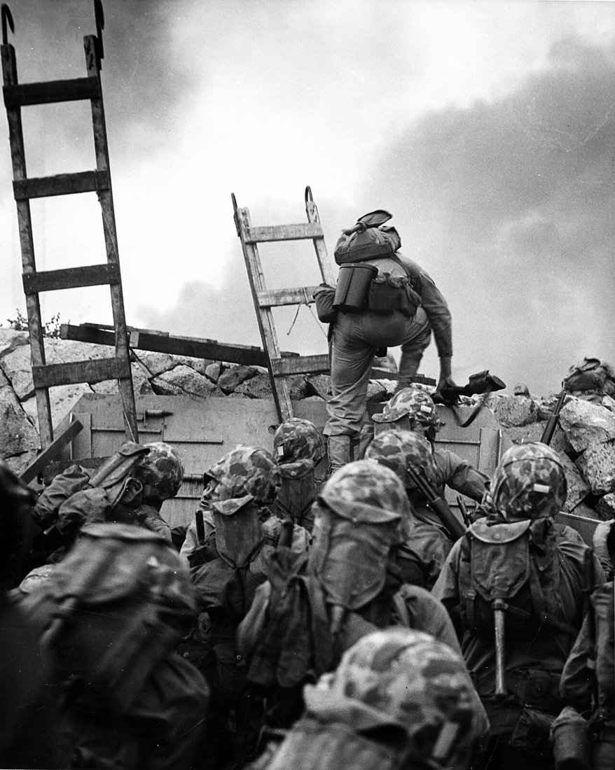 The Incheon landing of September 15, 1950 — UN forces scaling the seawall, in the operation that turned the tide of the war.