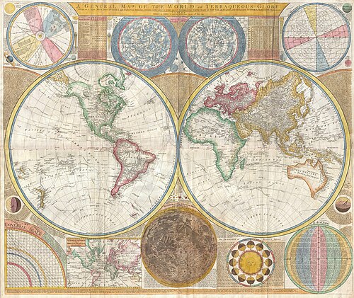 Samuel Dunn's 1794 world map, showing both hemispheres