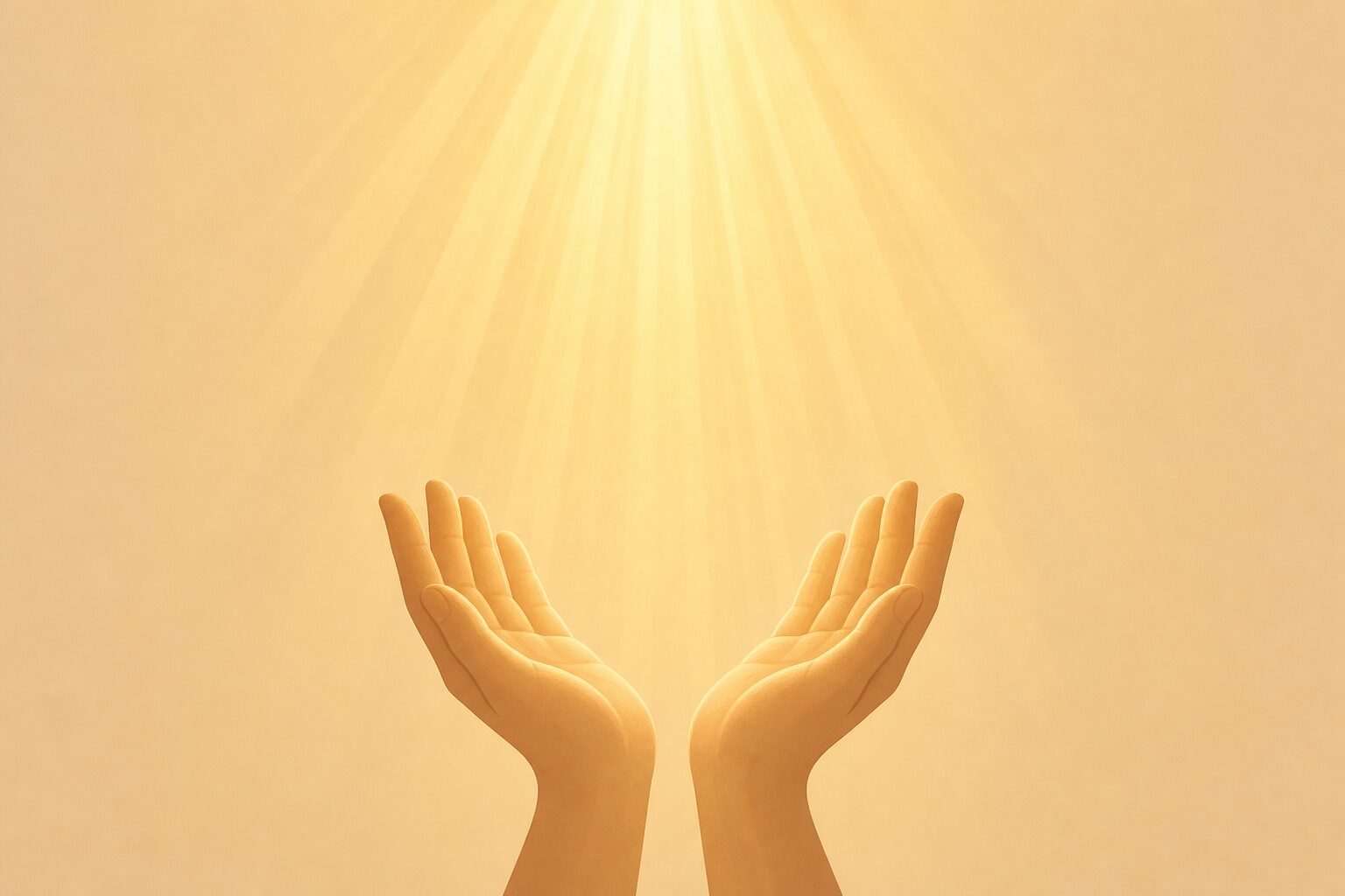 Light from above and open hands — the best gift of prayer is the Holy Spirit (Luke 11:13).