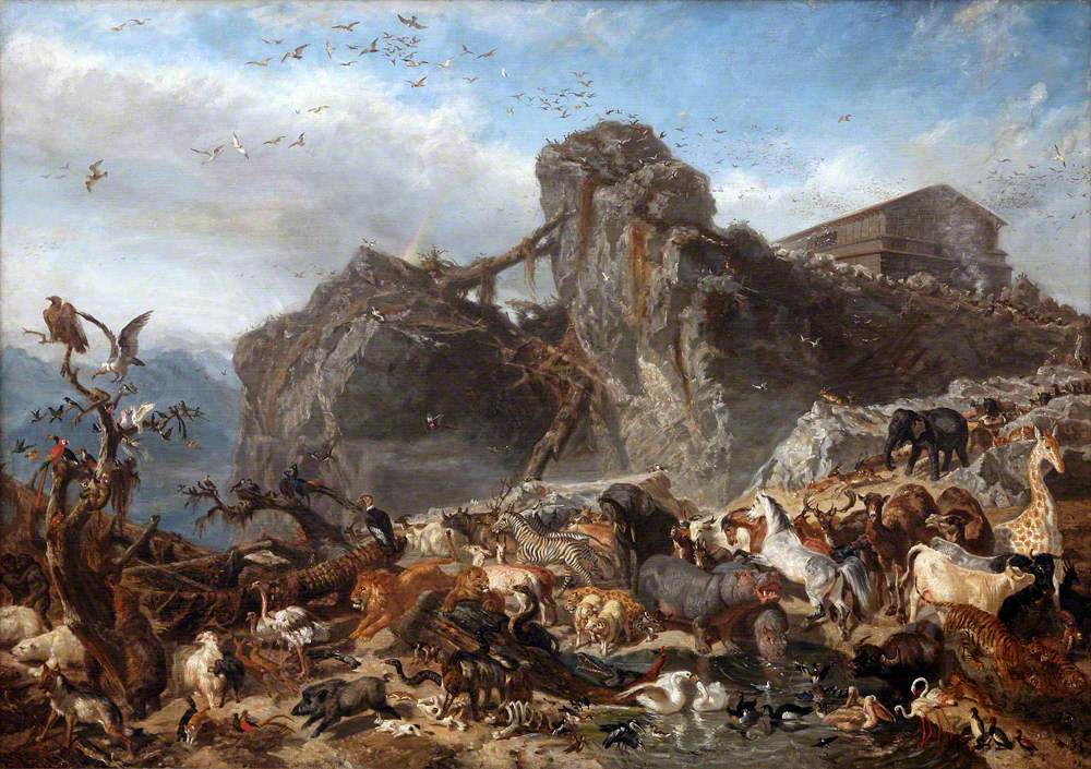Animals of every kind pouring out of the ark