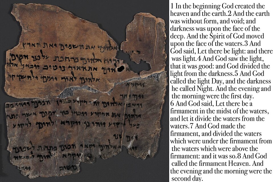 A Dead Sea Scroll fragment containing Genesis chapter 1