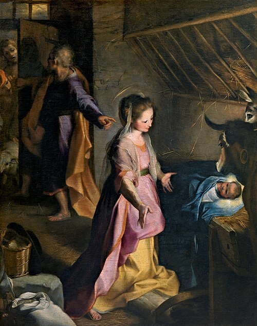 Federico Barocci's painting Nativity, showing Mary gazing at the infant Jesus