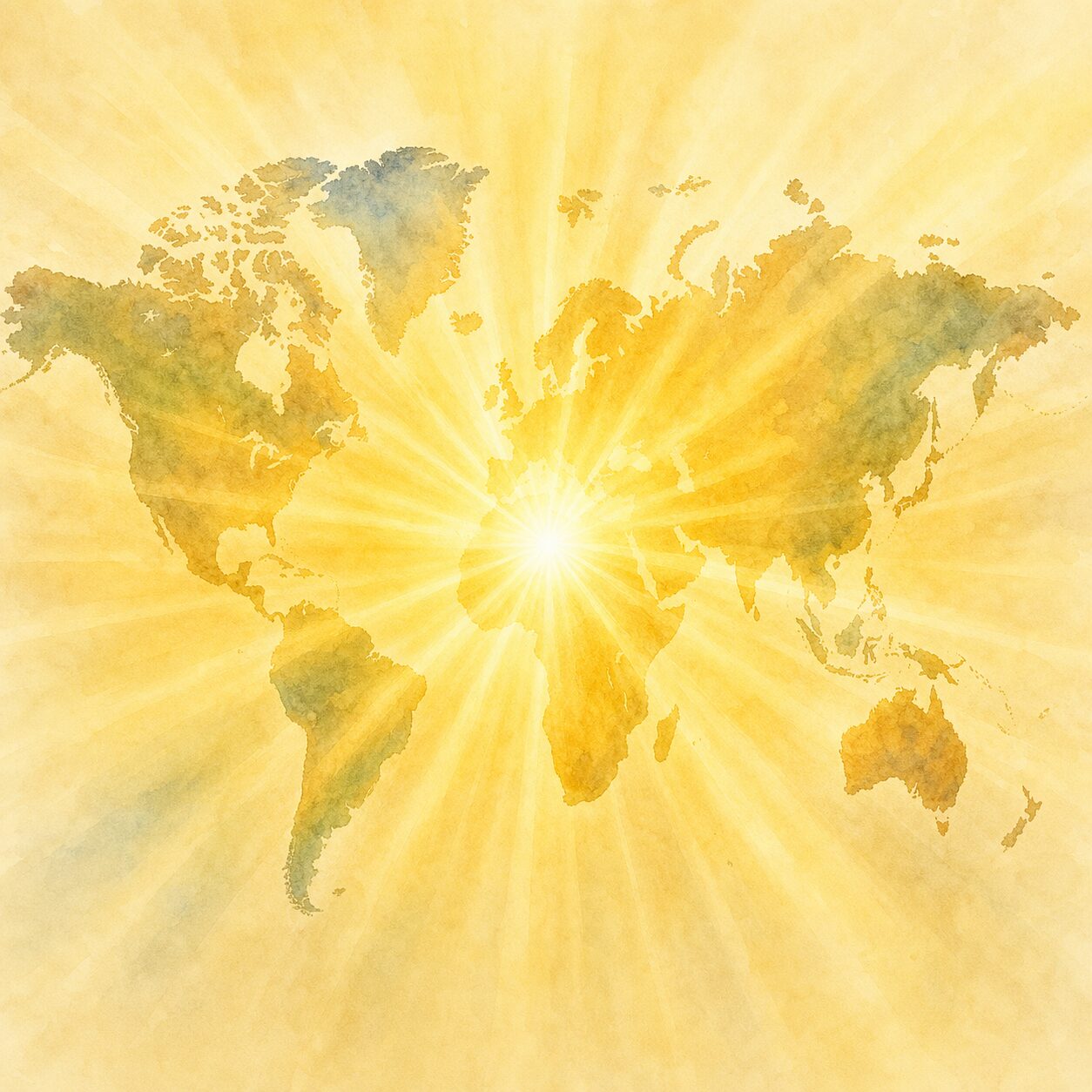 Illustration of light spreading across a world map