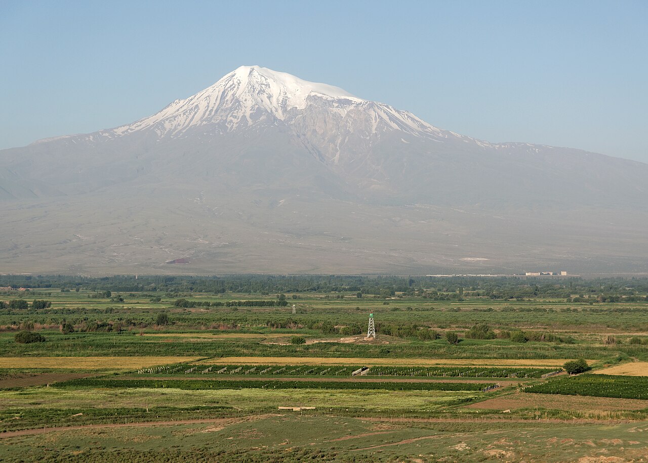 A panoramic view of snow-capped Mount Ararat
