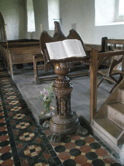 An open Bible on a church lectern