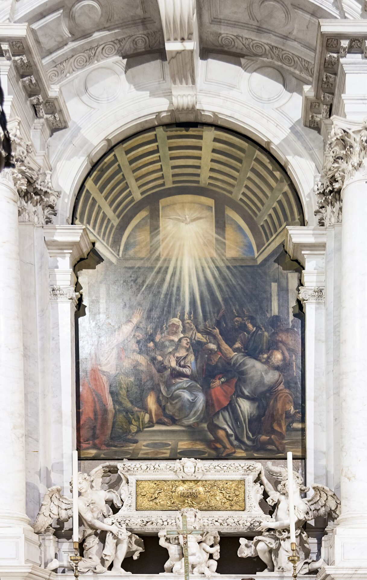 The descent of the Holy Spirit — the Spirit's power that accompanies the sending (Titian, Santa Maria della Salute)