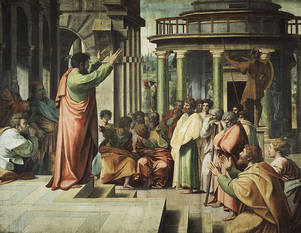 Raphael, St Paul Preaching in Athens — the witnesses carrying the gospel to the nations