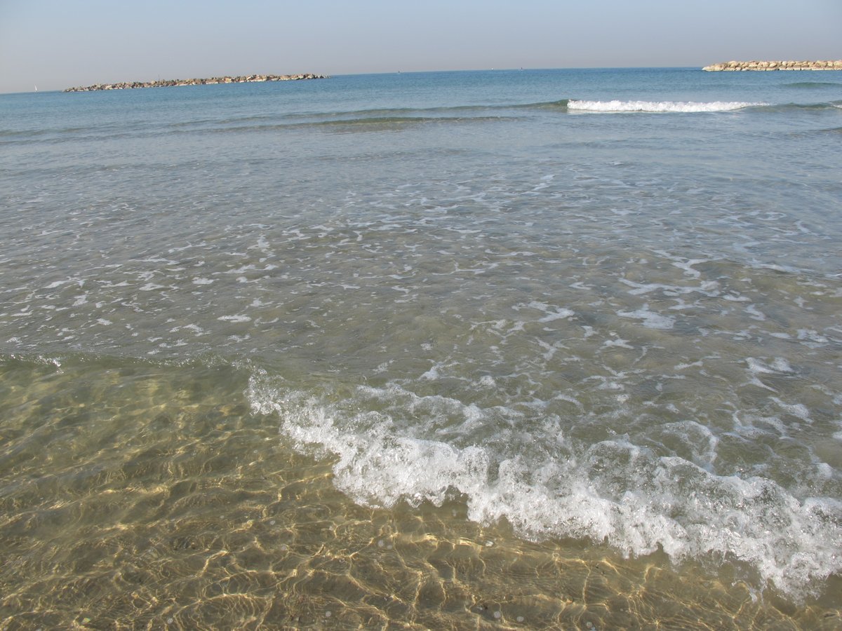 Waves of the Mediterranean Sea on the coast of Tel Aviv, Israel