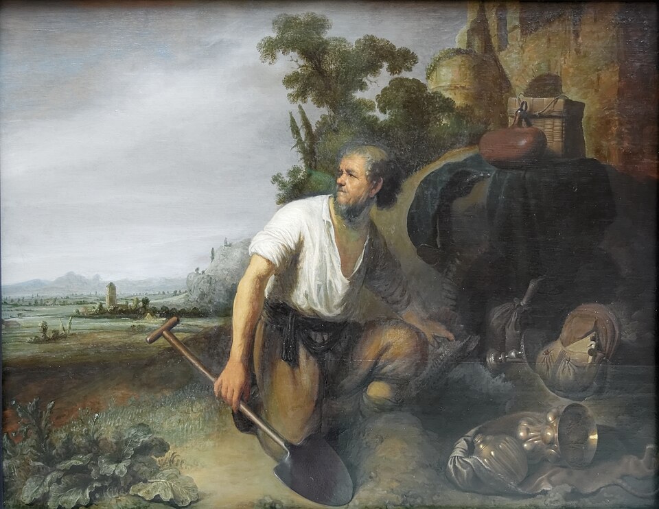 The Parable of the Hidden Treasure, attributed to Rembrandt or Gerrit Dou