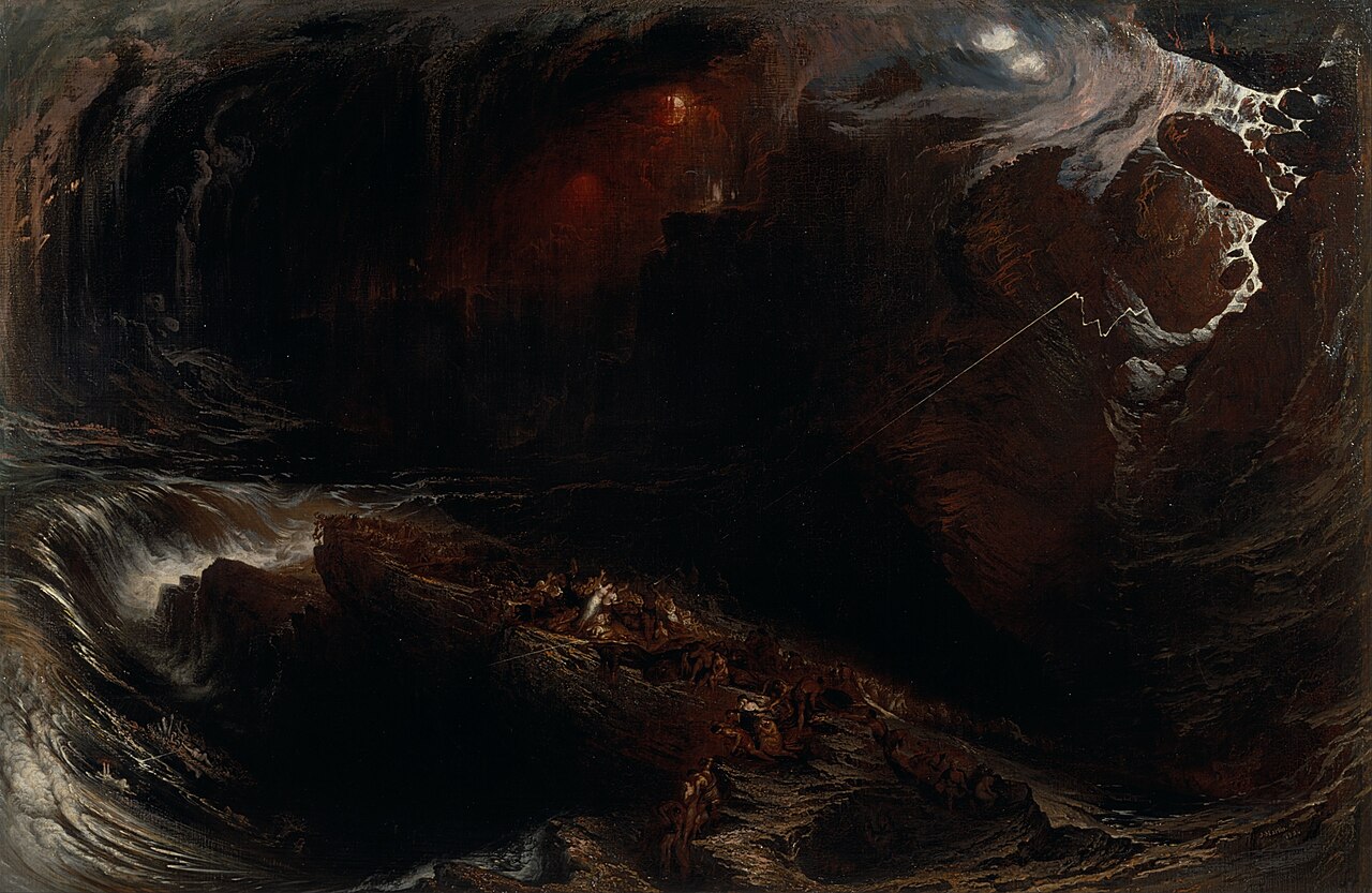 The great flood overwhelming the world in darkness