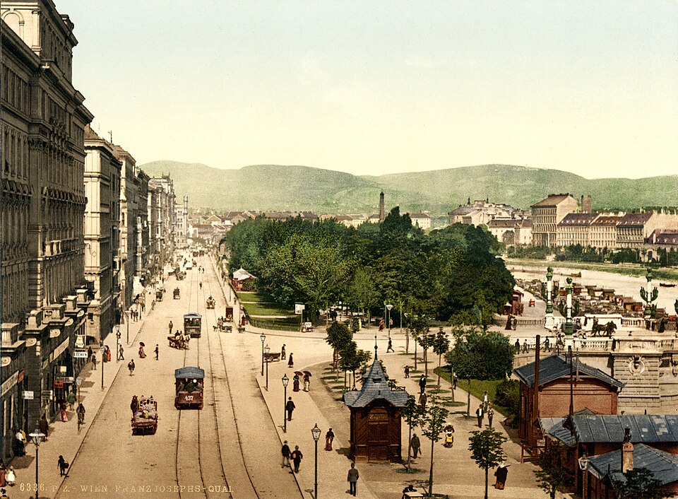 A street in Vienna, Franz Joseph Quay, late 19th to early 20th century