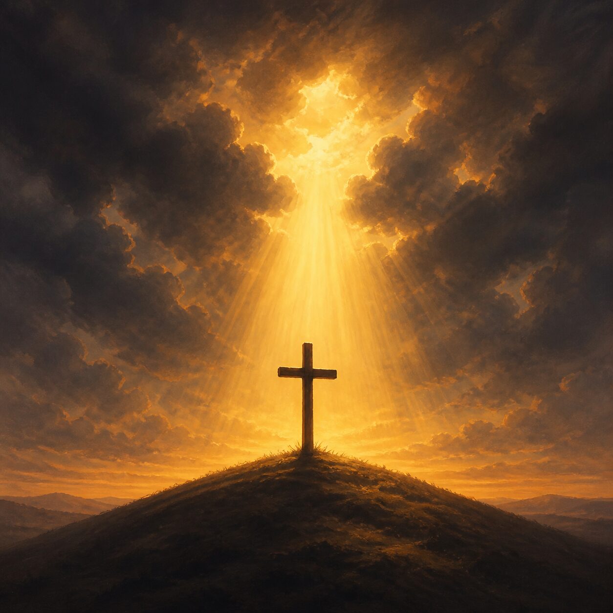 A cross bathed in light — illustration symbolizing the grace of becoming a new creation in Christ
