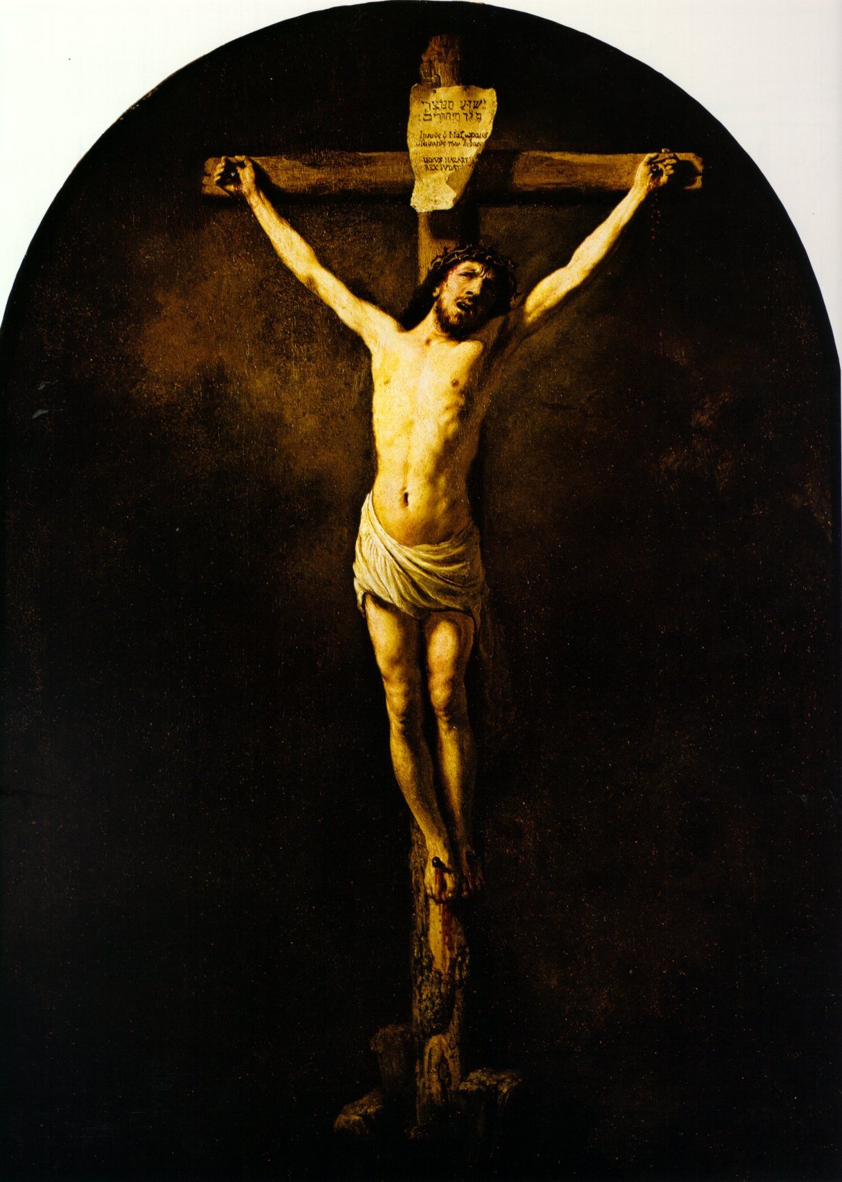 Rembrandt's painting of Jesus Christ hanging on the cross