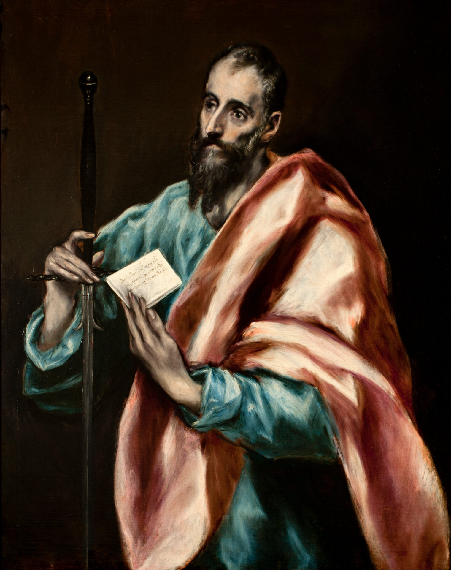 El Greco's painting of the Apostle Paul holding a sword and a letter