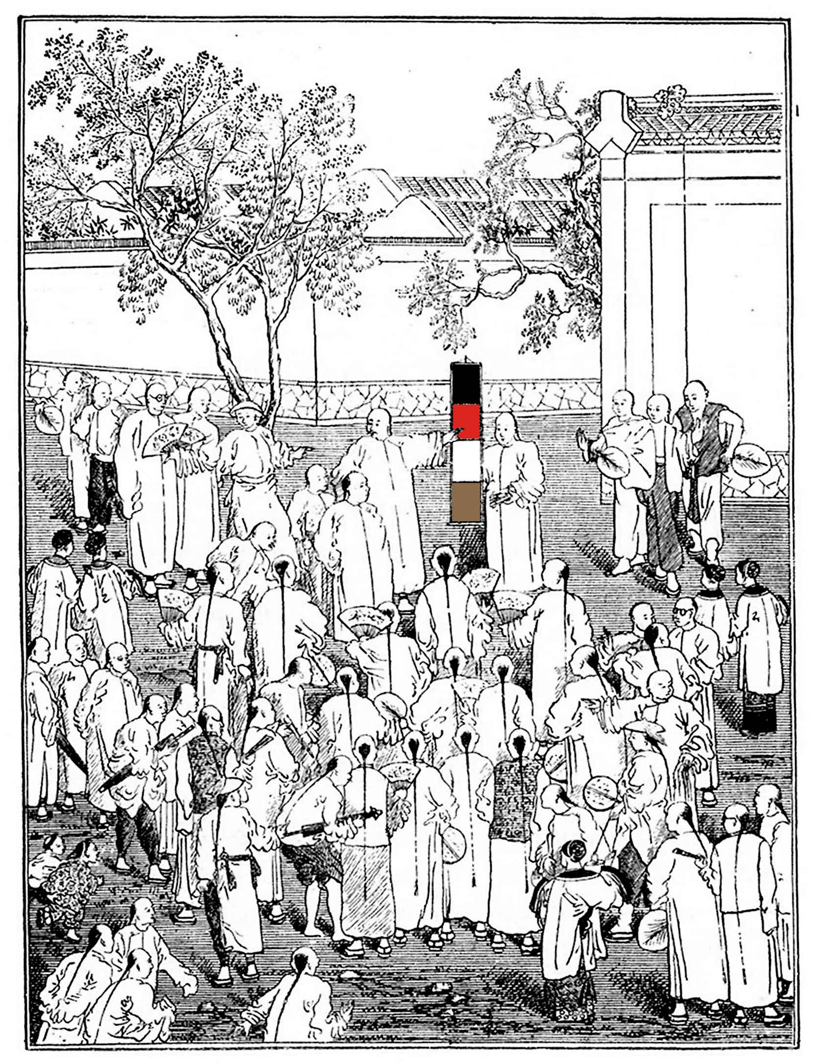 An 1892 engraving of open-air gospel preaching published in the China Inland Mission magazine