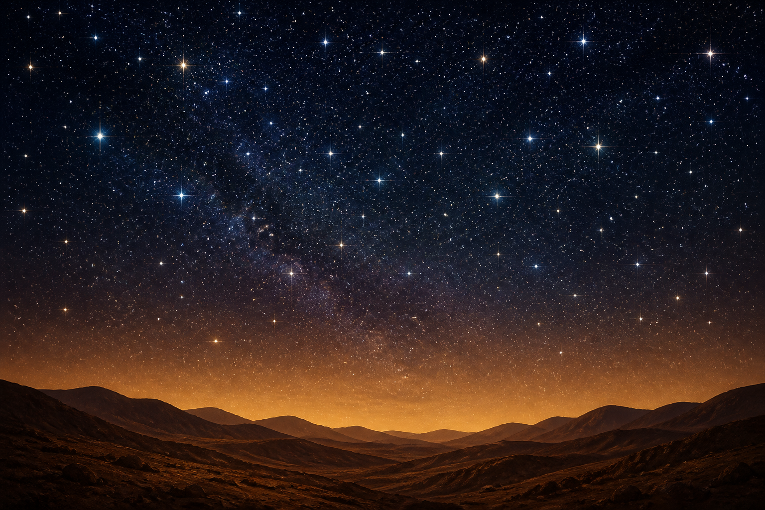 A star-filled desert night sky, symbolic illustration