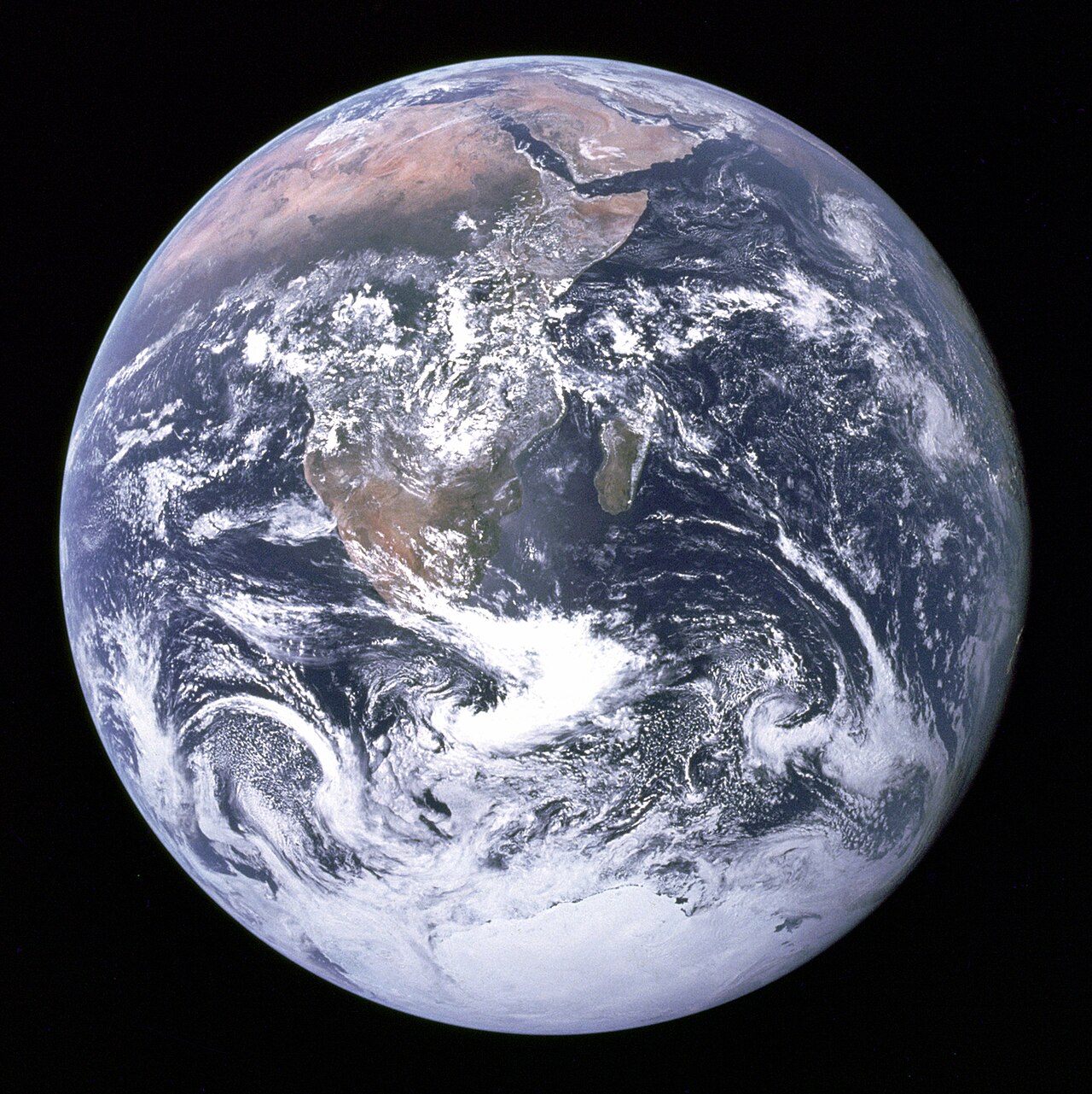 The Blue Marble, the Earth photographed from space by the Apollo 17 crew in 1972